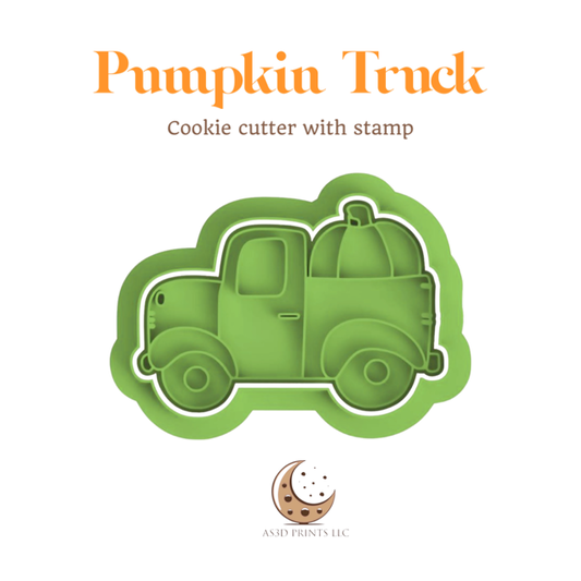 Pumpkin Truck cookie cutter with stamp