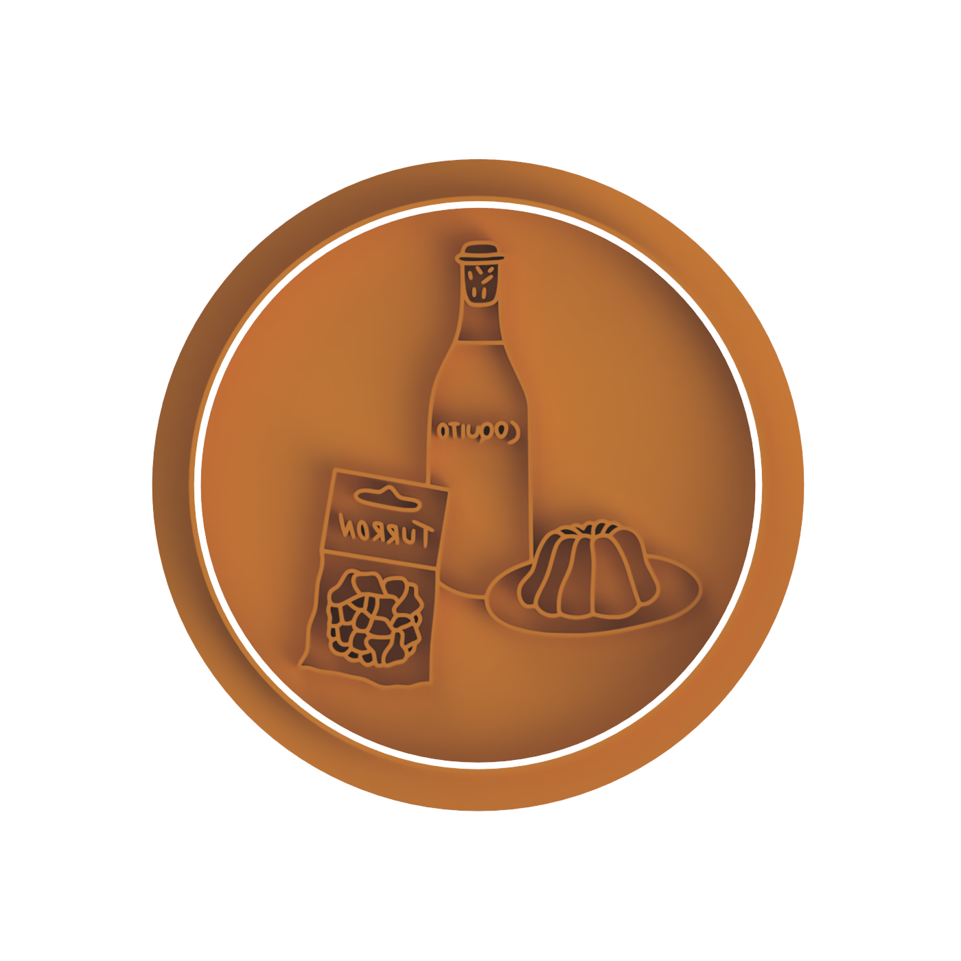 Couito y Turron cookie cutter with stamp