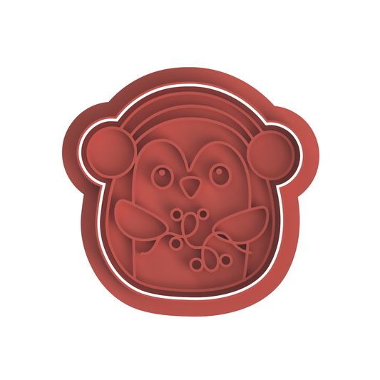 Christmas Penguin cookie cutter with stamp