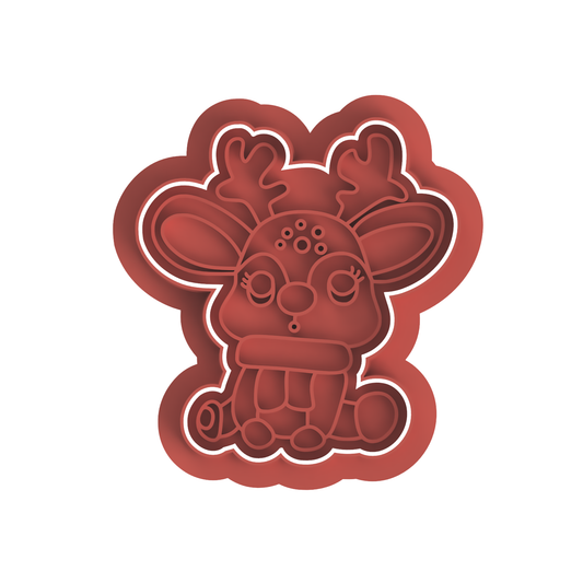 Reindeer cookie cutter with stamp