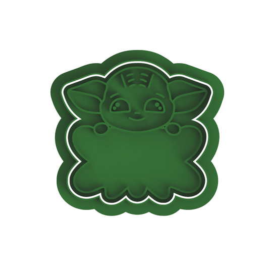 Baby Yoda plaquet cookie cutter with stamp
