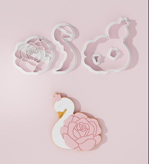 Swan with flower cutter fondant