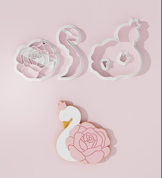 Swan with flower cutter fondant