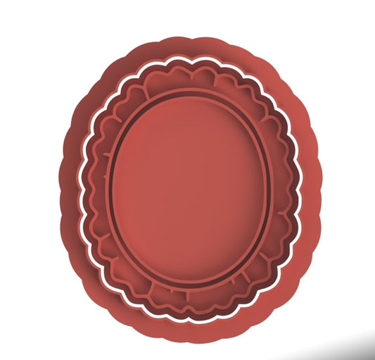 Plaquet Design #1 cookie cutter with stamp
