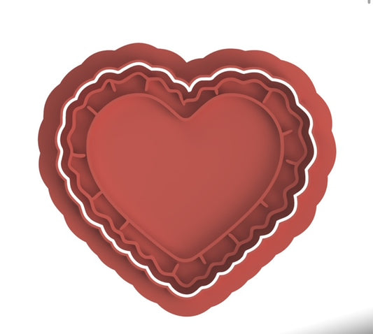 Plaquet Heart Design #4 cookie cutter with stamp