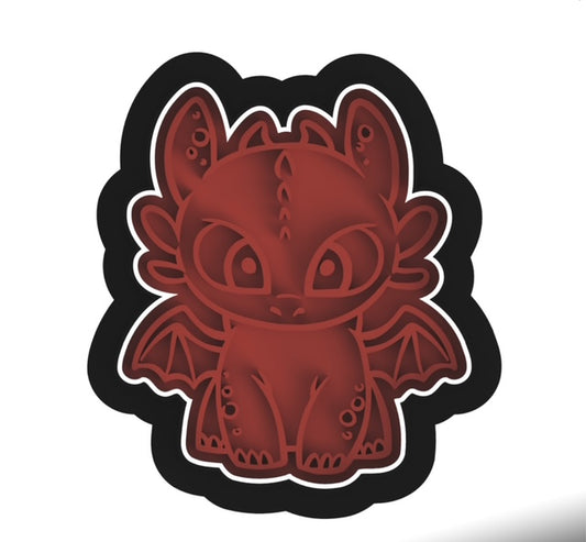 Toothless Dragon  cookie cutter with stamp