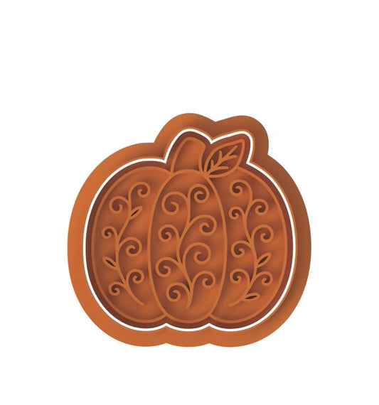 Pumpkin cookie cutter with stamp