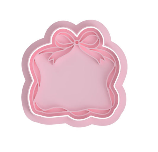 Plaquet Coquette Bow design #2 cookie cutter with stamp
