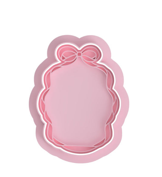 Plaquet Coquette Bow design #4 cookie cutter with stamp