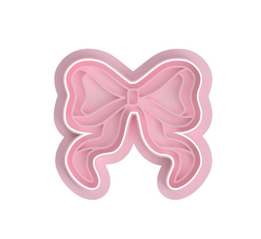 Coquette Bow design #2 cookie cutter with stamp