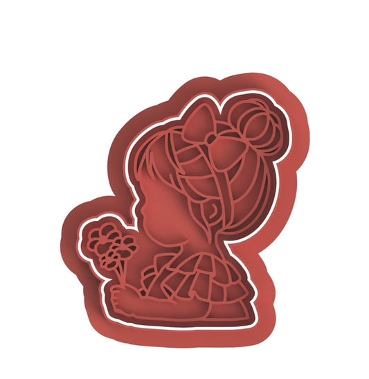 Girl cookie cutter with stamp