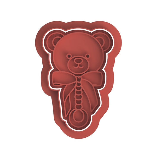 Rattler Bear  cookie cutter with stamp