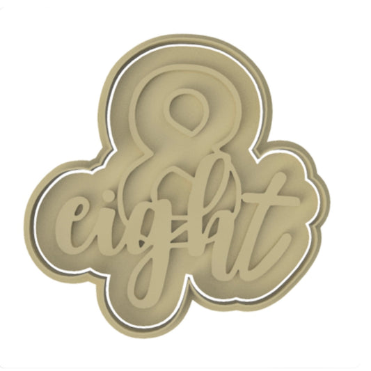 Number 8 with Letters cookie cutter with stamp