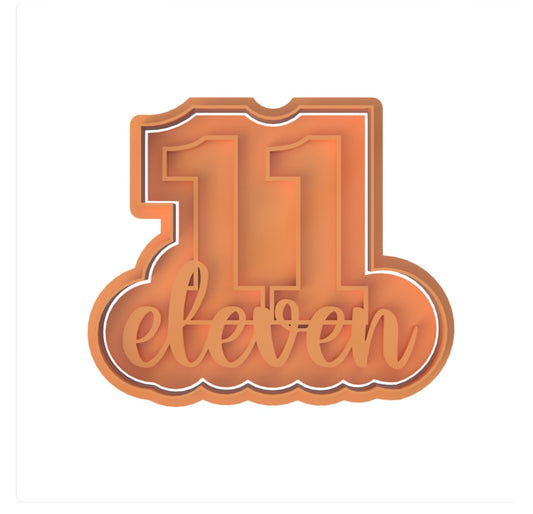 Number 11 with Letters cookie cutter with stamp
