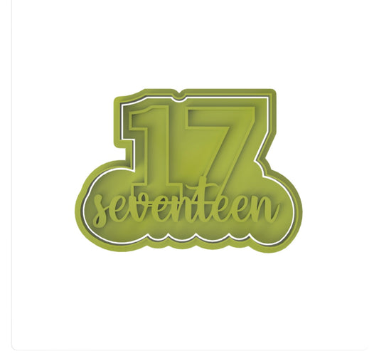 Number 17 with Letters cookie cutter with stamp