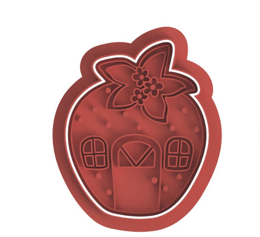 Strawberry Shortcake house cookie cutter with stamp