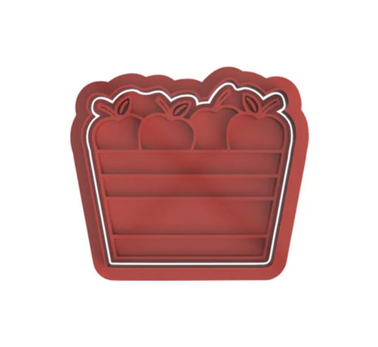 Apple basket cookie cutter with stamp