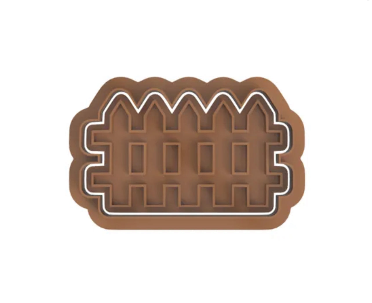 Fence cookie cutter with stamp