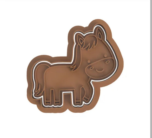 Horse cookie cutter with stamp
