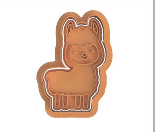 Llama cookie cutter with stamp