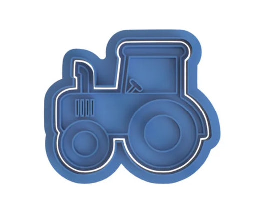 Tractor cookie cutter with stamp