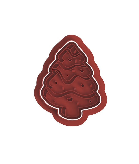 Christmas tree cookie cutter with stamp