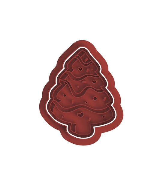 Christmas tree cookie cutter with stamp