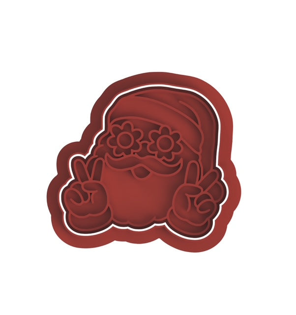 Santa peace cookie cutter with stamp