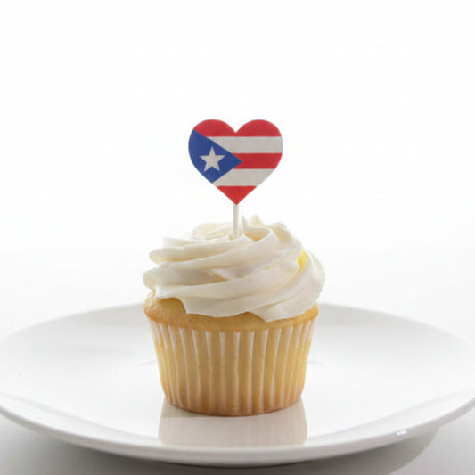 PR Flag Heart Cupcake topper