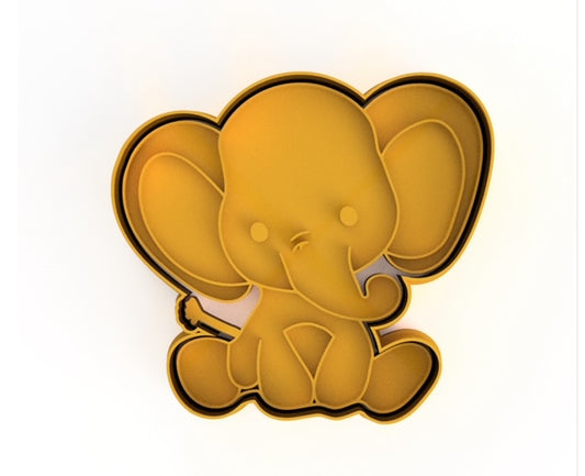 Elephant cookie cutter with stamp