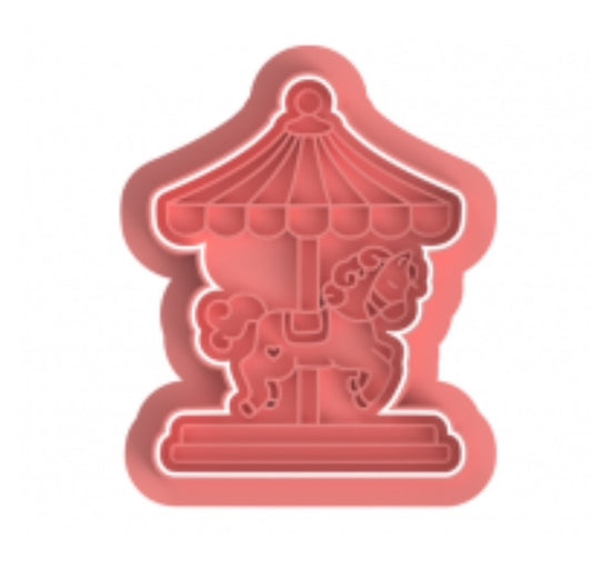 Carousel design 1 cookie cutter with stamp
