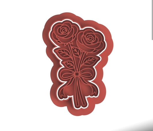 Flower Rose cookie cutter with stamp