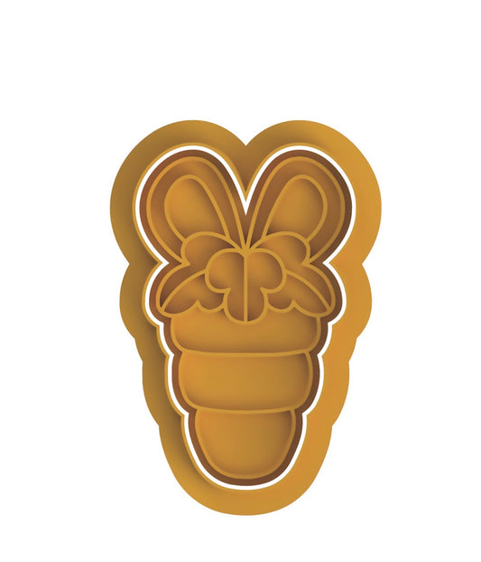 Carrot with bunny ears cookie cutter with stamp