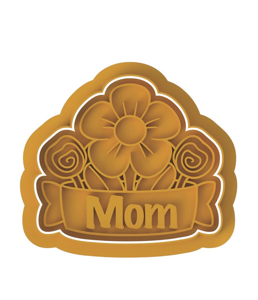 Mom cookie cutter with stamp
