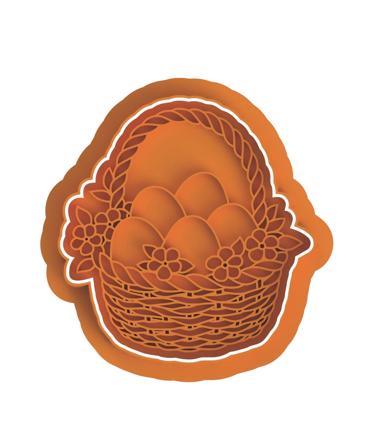 Easter basket with eggs  cookie cutter with stamp