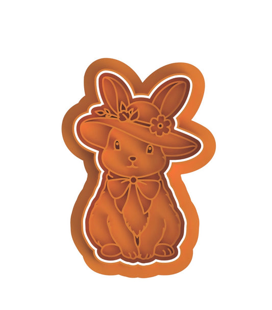 Easter bunny vintage cookie cutter with stamp