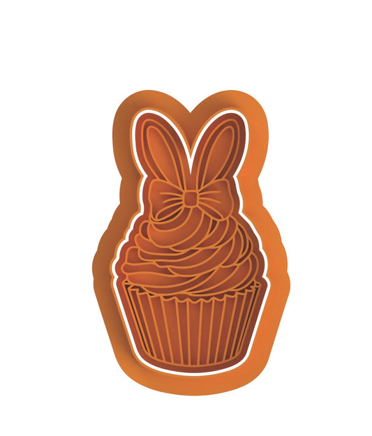 Easter bunny cupcake cookie cutter with stamp