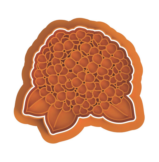 Round flower cookie cutter with stamp