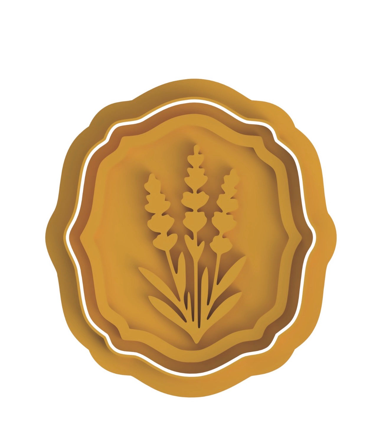 Lavender floral cookie cutter with stamp