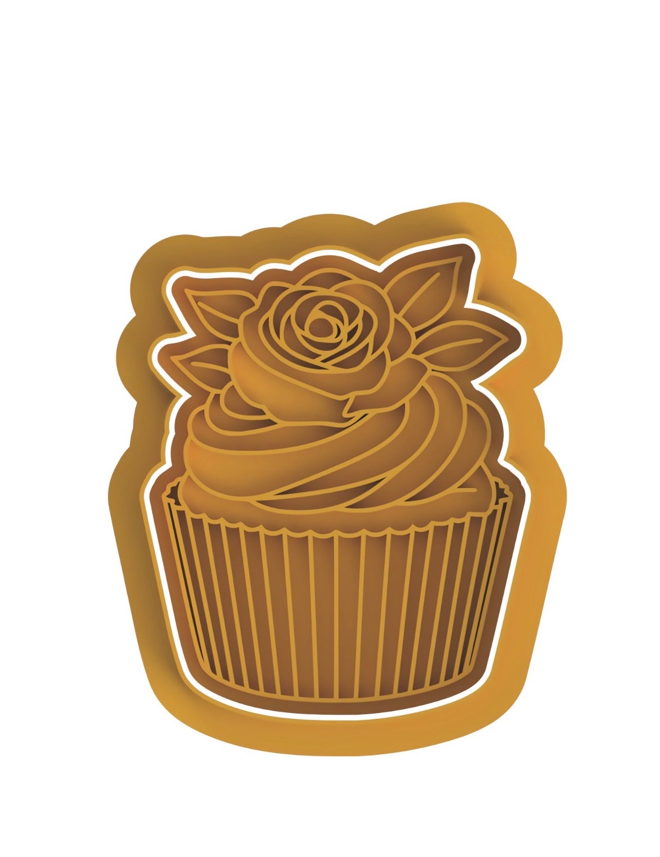 Cupcake with flower cookie cutter with stamp
