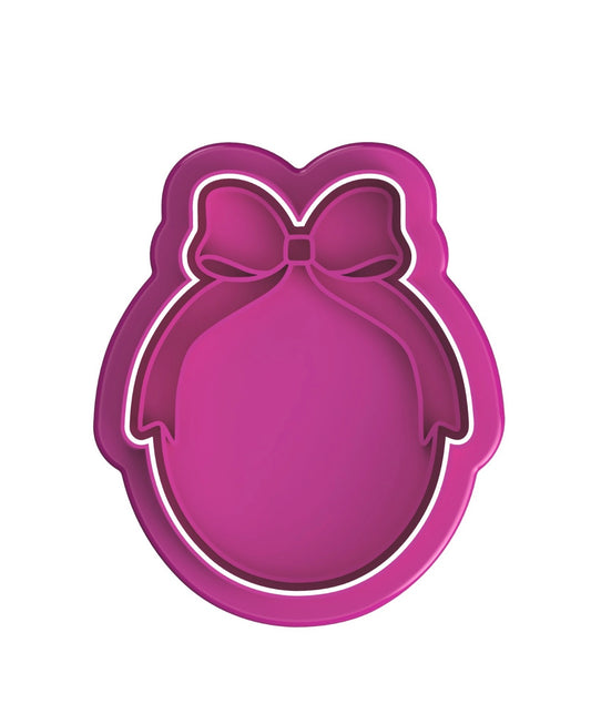 Plaque coquette bow cookie cutter with stamp