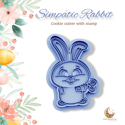 Simpatic Rabbit cookie cutter with stamp