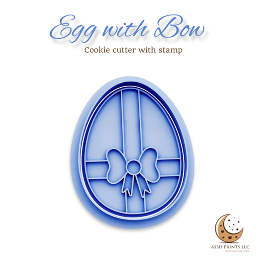 Egg with Bow cookie cutter with stamp