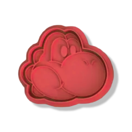 Yoshi Face Super Mario cookie cutter with stamp