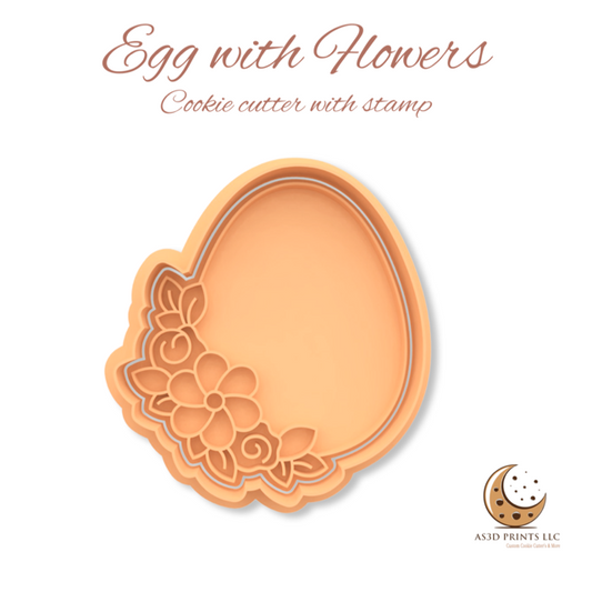 Eggs with Flowers  cookie cutter with stamp