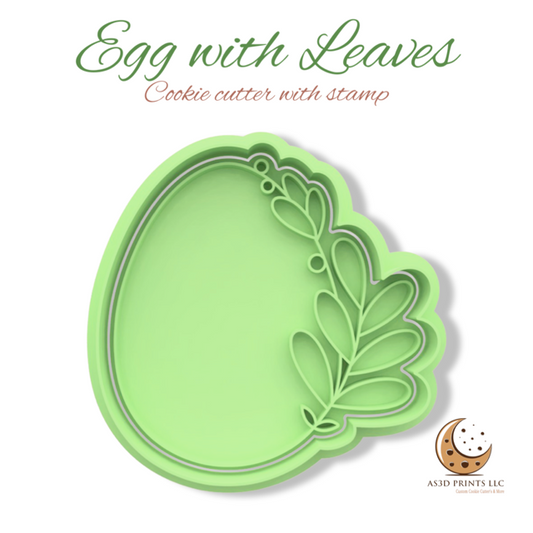 Eggs with Leaves cookie cutter with stamp