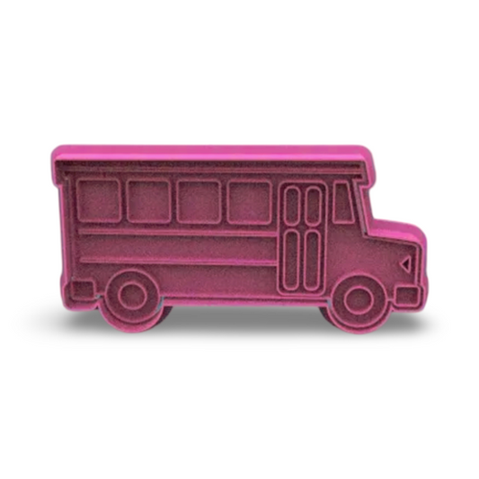 School Bus  cookie cutter with stamp