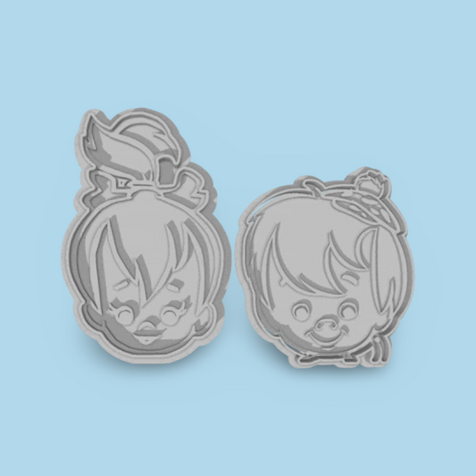 PEBBLE AND BAM BAM FACES cookie cutters with stamp
