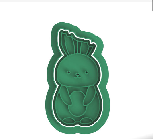 Bunny cookie cutter with stamp