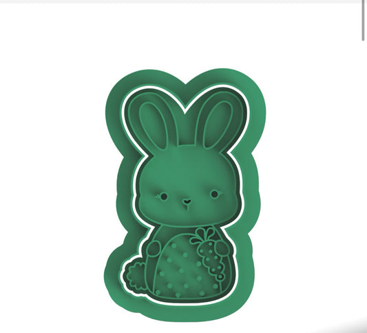 Bunny cookie cutter with stamp